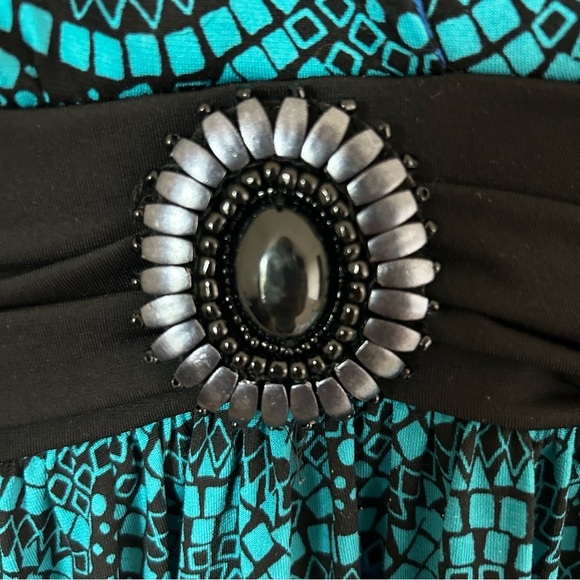 Y2K Candies Blue and Black Patterned Jeweled Mini Racerback Club Summer Dress - Picture 3 of 7